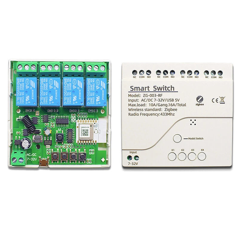 Smart Relay Module 1/2/4CH – ZigBee & WiFi Options | Voice-Controlled Switch with Alexa & Google Home, Tuya App Support