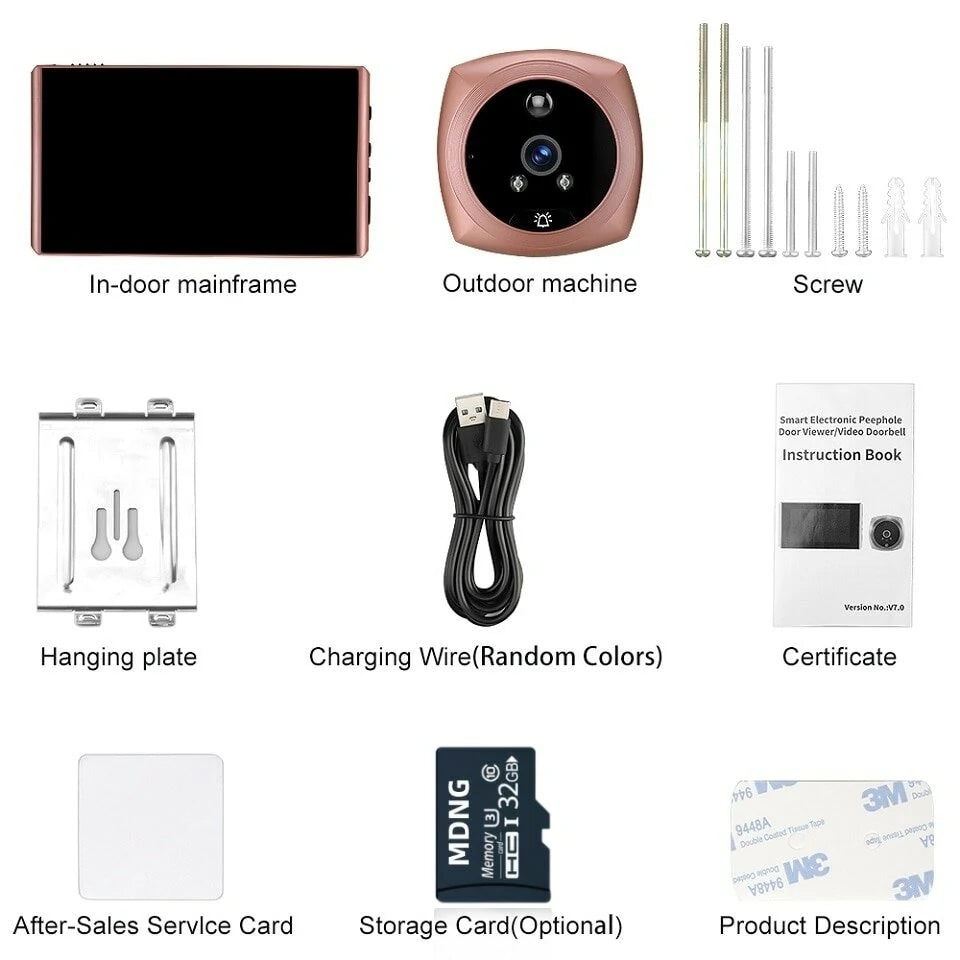 4.5-inch LCD Peephole Camera Doorbell with Wide Angle, Motion Detection, and Visitor Recording