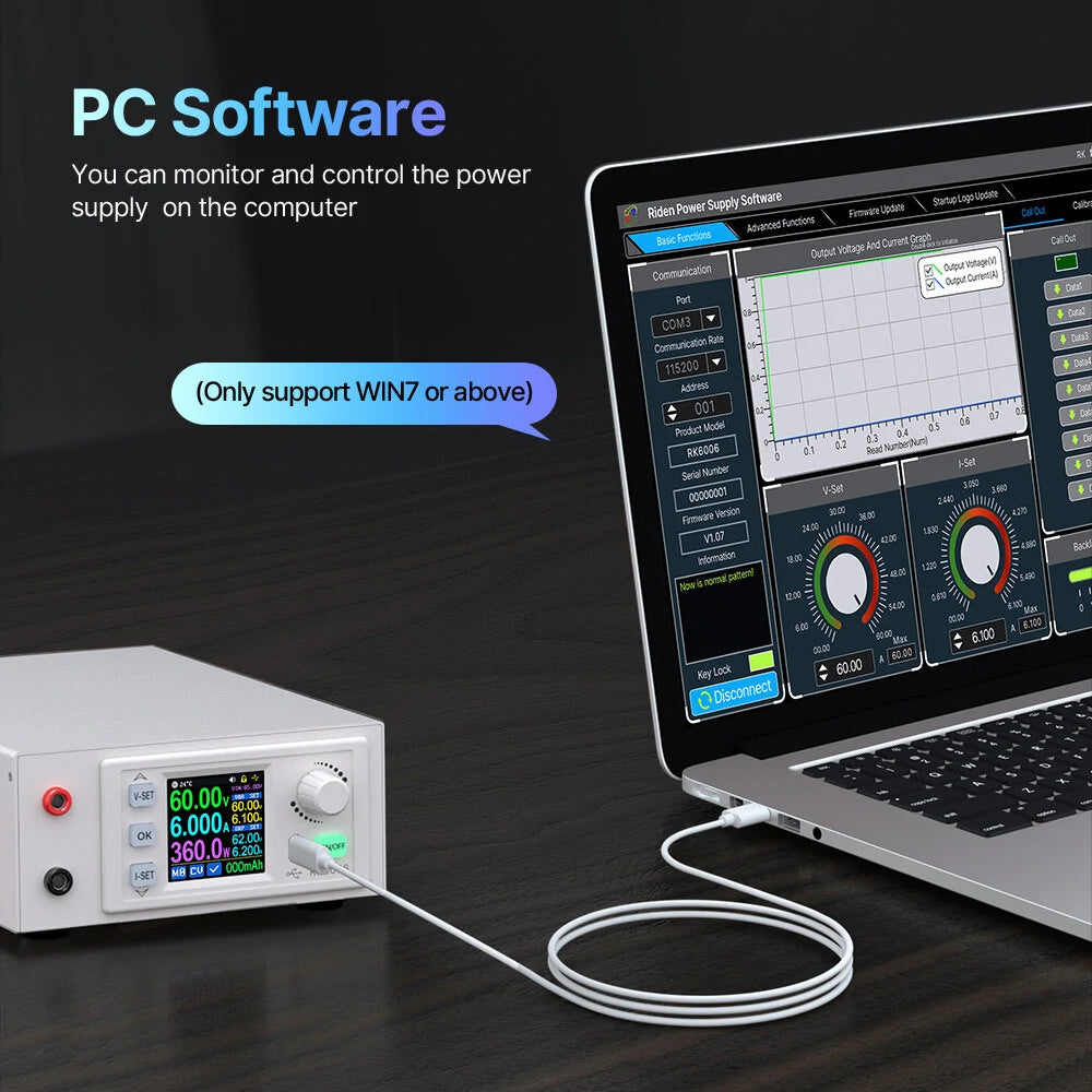 RIDEN RK6006-C 60V 6A Digital Power Supply with HD Display & Overvoltage Protection