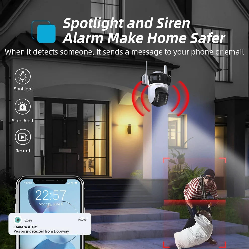 ICSEE 4K 8MP Outdoor WiFi IP Camera - Wireless CCTV, IP66 Weatherproof, Night Vision, Motion Tracking, Two-Way Audio, SD/Cloud Storage