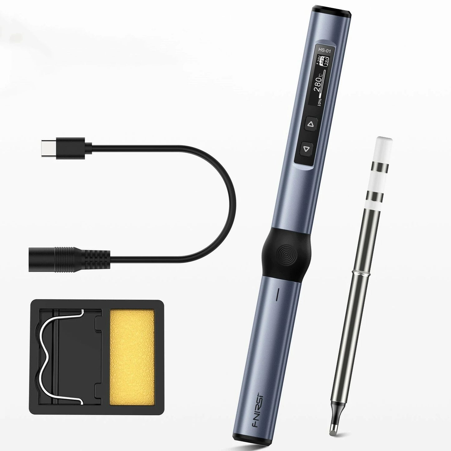 Portable Fnirsi HS-01 65W Soldering Iron, 80-420℃ Temperature Range, PD 24V DC Welding Rework Station Repair Tool