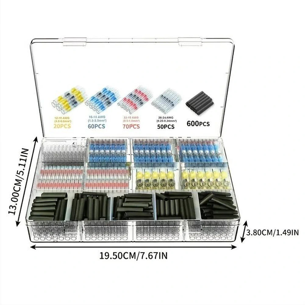 800PCS Waterproof Heat Shrink Solder Seal Wire Connectors Kit