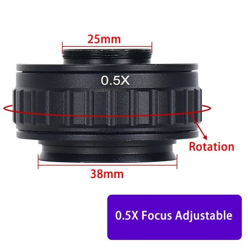 Adjustable Focus C-Mount Lens Adapter for Trinocular Stereo Microscope - 0.35X/0.5X