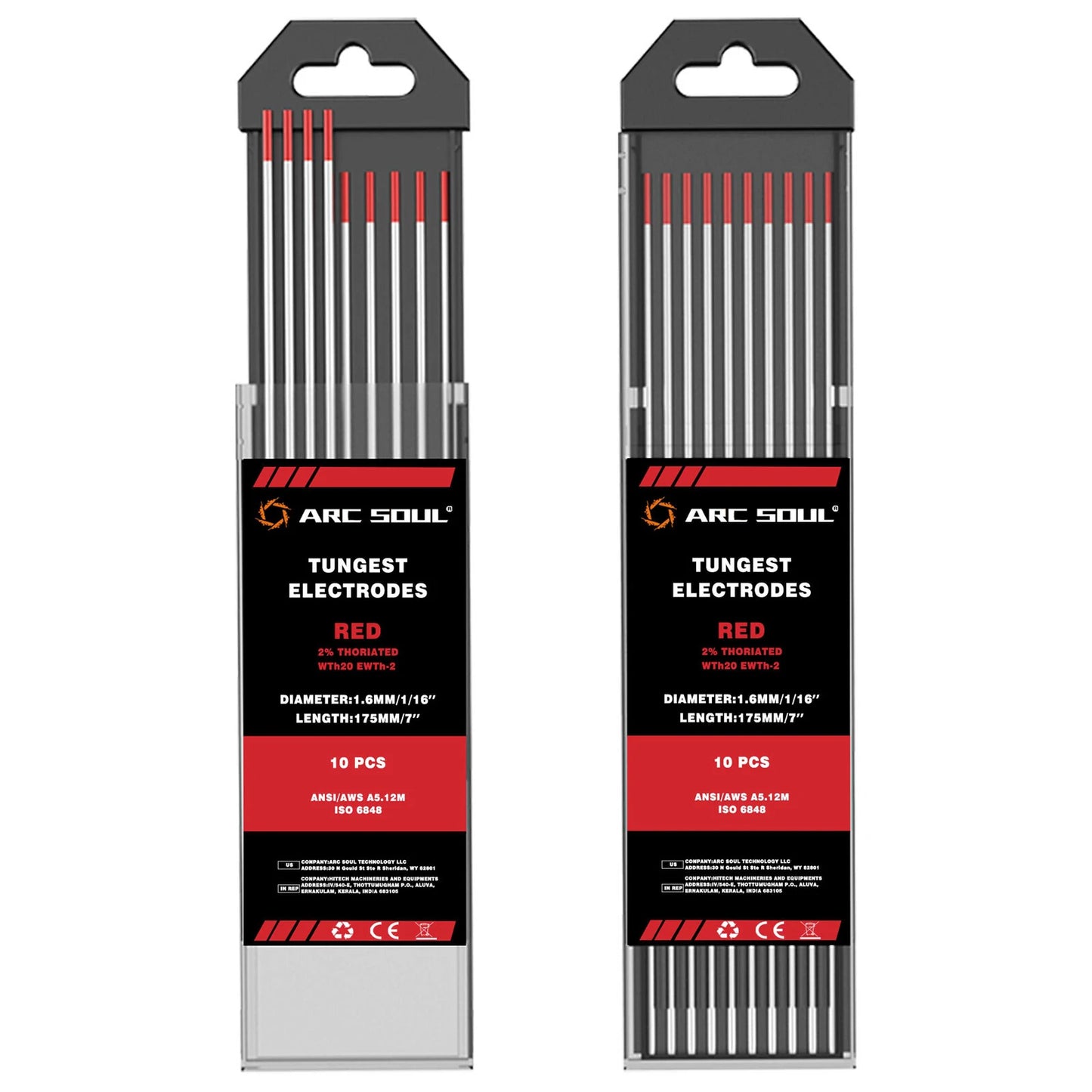 ARC SOUL 10PCS Tungsten Welding Rods - High Stability, Tri-color, 1.6mm & 2.4mm, Versatile Alloys for AC/DC Welding