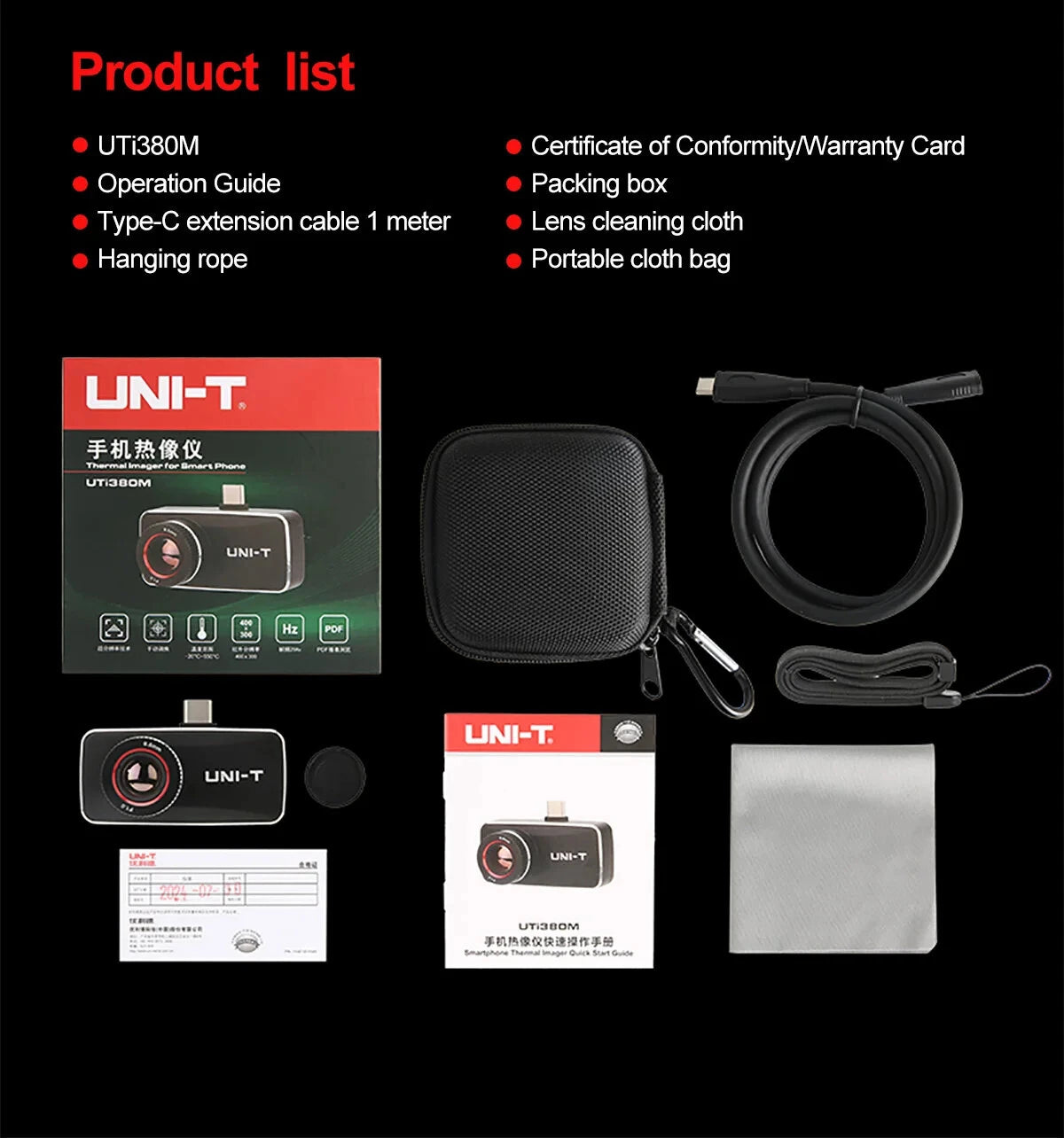 UNI-T UTI380M 400x300 Thermal Camera, -20°C to 550°C, Manual Focus, Type-C USB for PCB Testing