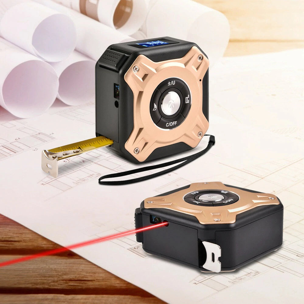 DANIU 40M Laser Distance Meter Digital Measuring Tool with Retractable Tape and Electronic Range Finder