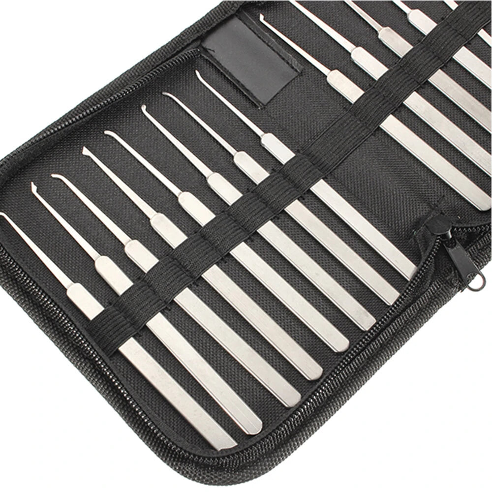 12-Piece Lock Pick Set with Transparent Locks - Comprehensive Locksmith Tool Kit