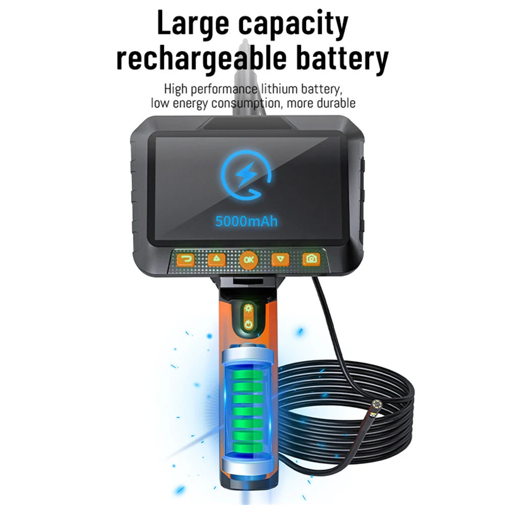 VISHRT T27 Handheld Endoscope - Dual Camera, 5 LCD, 1080P HD, 7mm, 5-6 Hr Battery