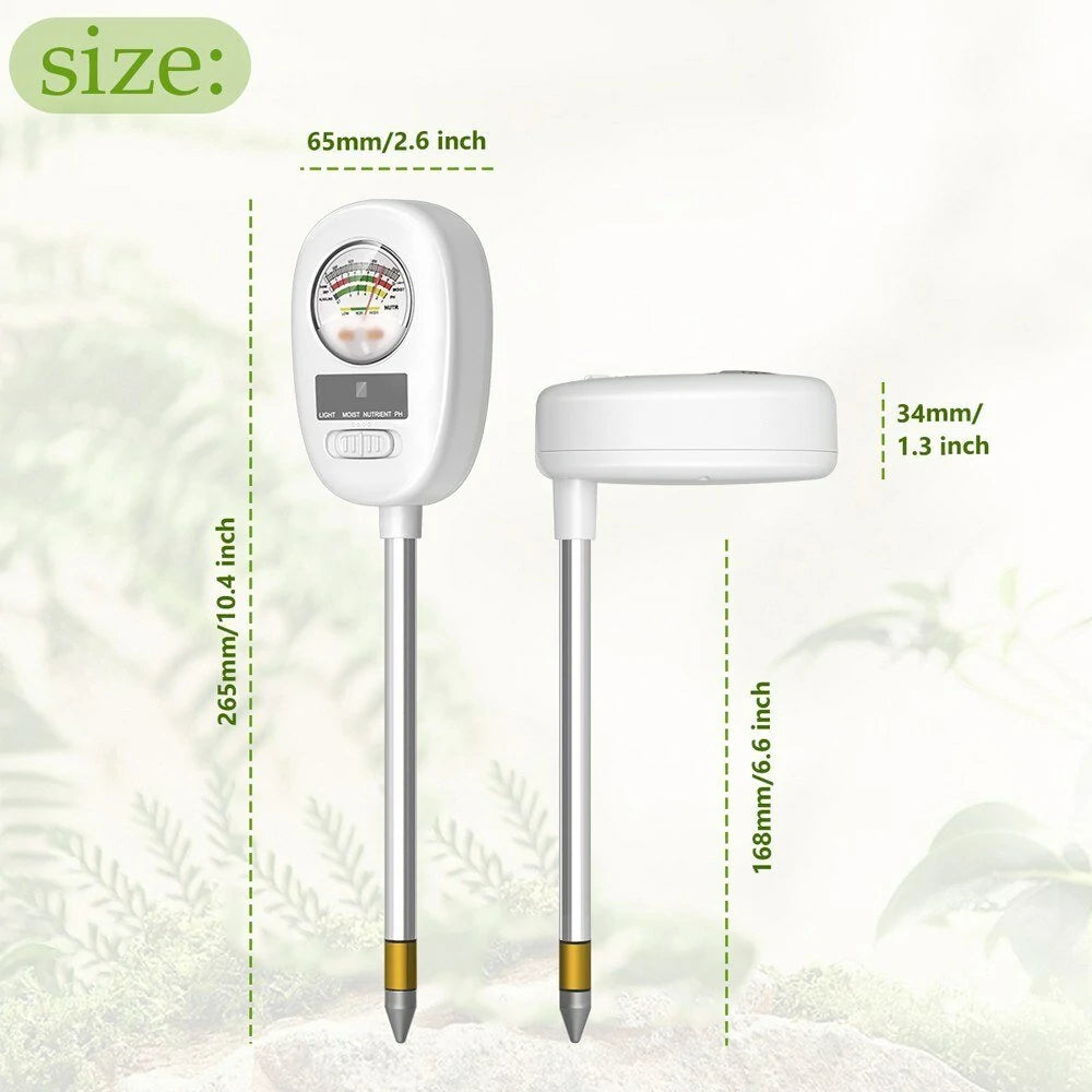 4-in-1 Soil Tester: Light, Moisture, Nutrient, & pH Detection for Indoor Plants & Gardening, Adjustable Angle