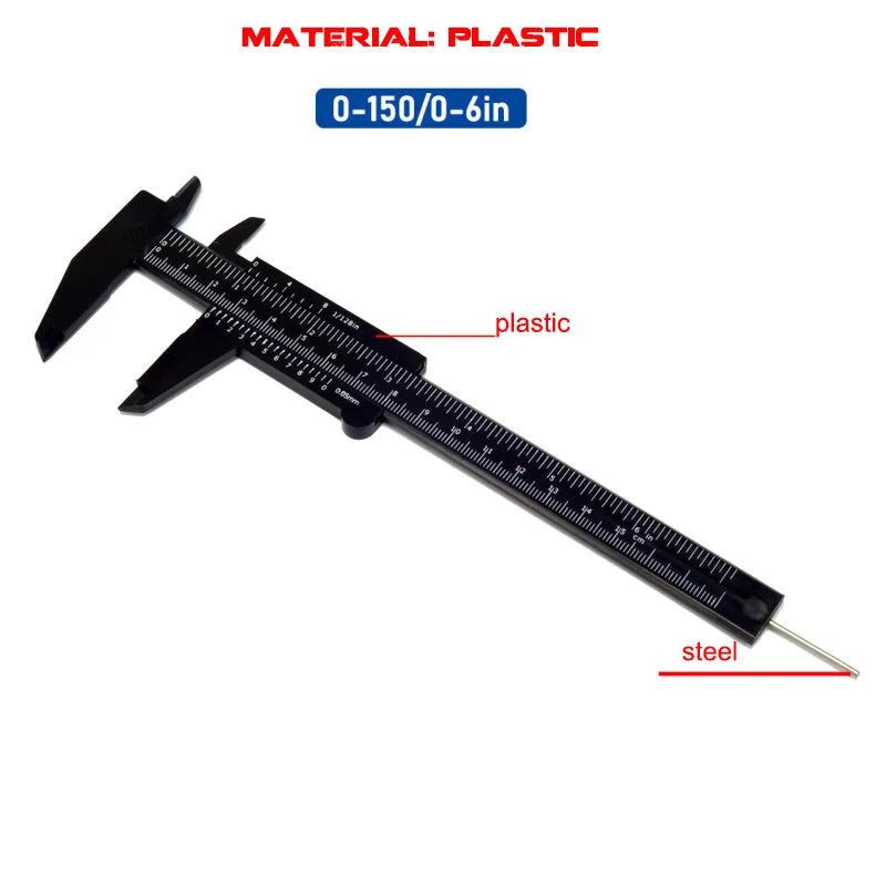 ETOPOO 6-Inch Mini Plastic Caliper, Double Scale Sliding Gauge Ruler for Eyebrow Stencil, Makeup, Student, School, Office, Home Use