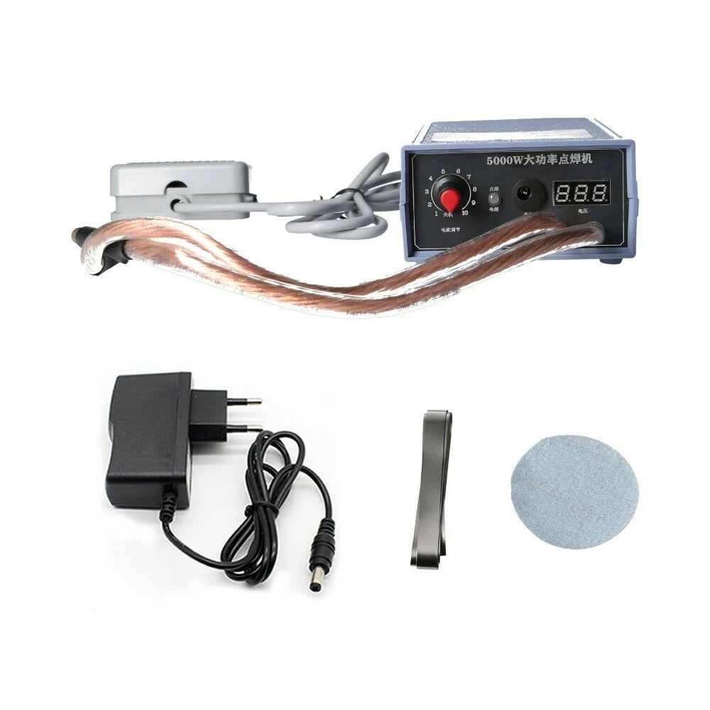 Excellway 5000W Handheld Spot Welder for 18650 Batteries, High Power Adjustable Welding Machine for Nickel Strips (0.1-0.25mm) 0-800A