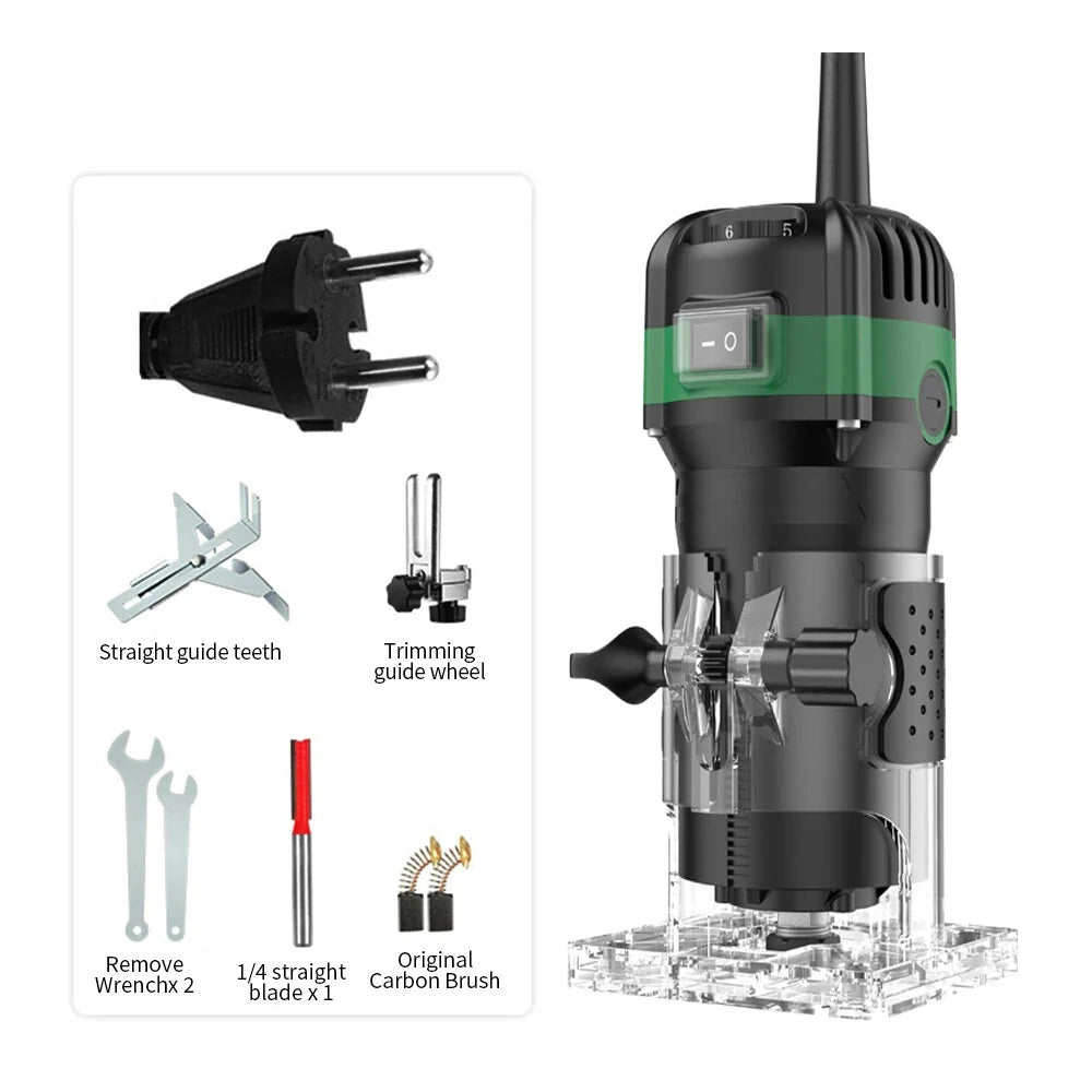 800W 6-35mm Electric Hand Trimmer Router, 6-Speed Adjustable, 33000RPM Copper Motor, Woodworking Milling Engraving Tool for Home DIY Trimming & Slotting