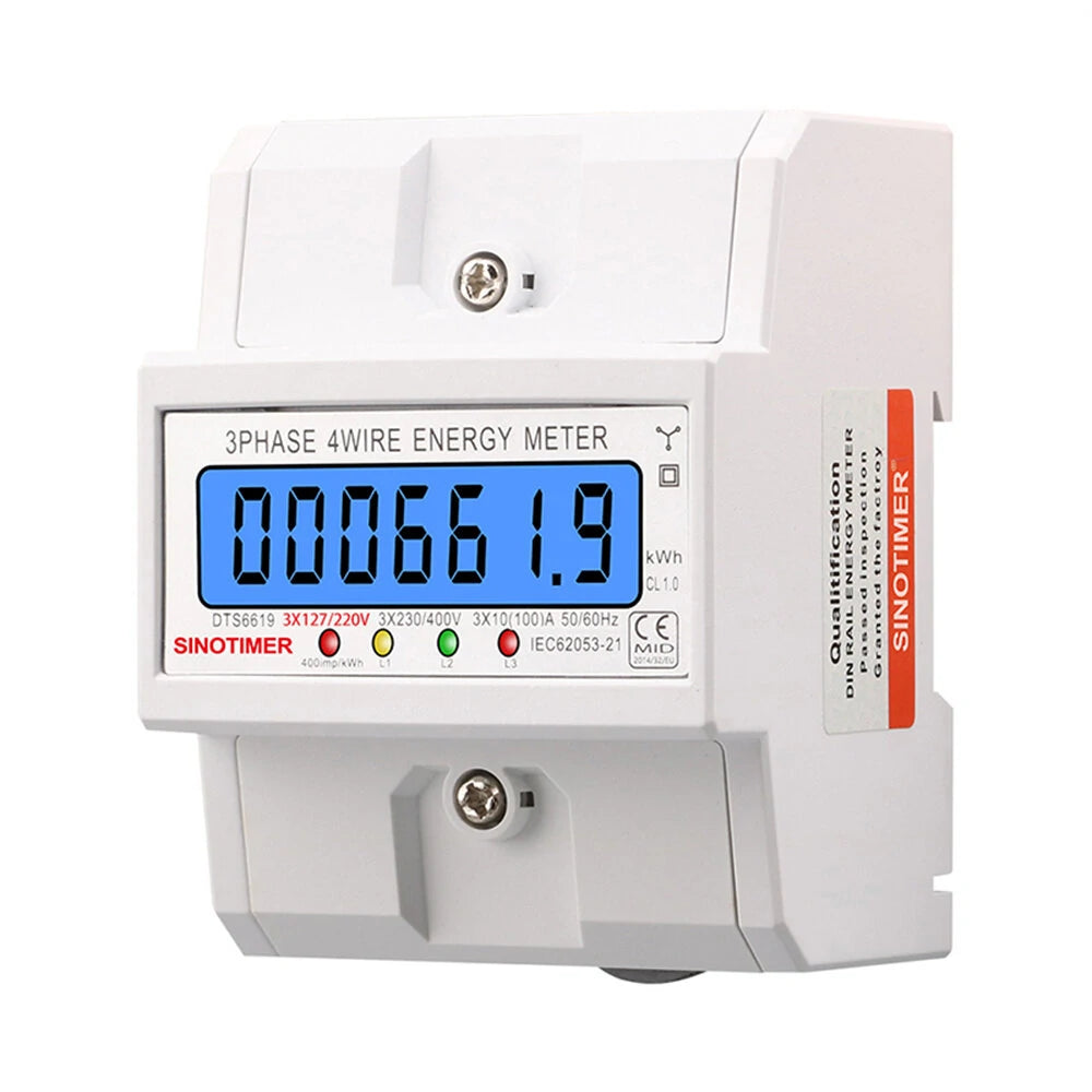 SmartMeter 100A Three-Phase Energy Monitor with LCD Backlight for Home Use, 3*127/220VAC
