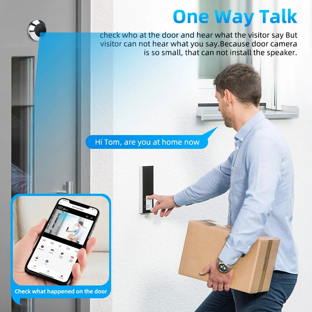 Tuya Smart Home 1080P Wireless Door Peephole Camera with 120° Wide Angle, Motion Detection, One-Way Intercom, WiFi Video Eye, 5000mAh Battery, Compatible with Alexa & Google
