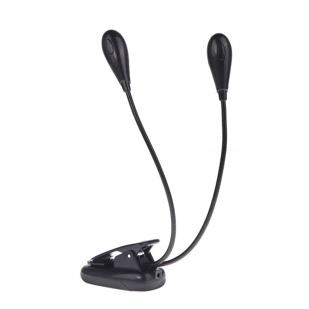 Black Dual Arm Flexible Clip-on LED Book & Music Stand Light