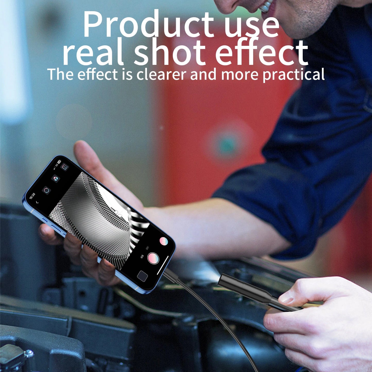 iOS Endoscope Camera 8mm for iPhone - Flexible, IP68 Waterproof, 8 LED Borescope