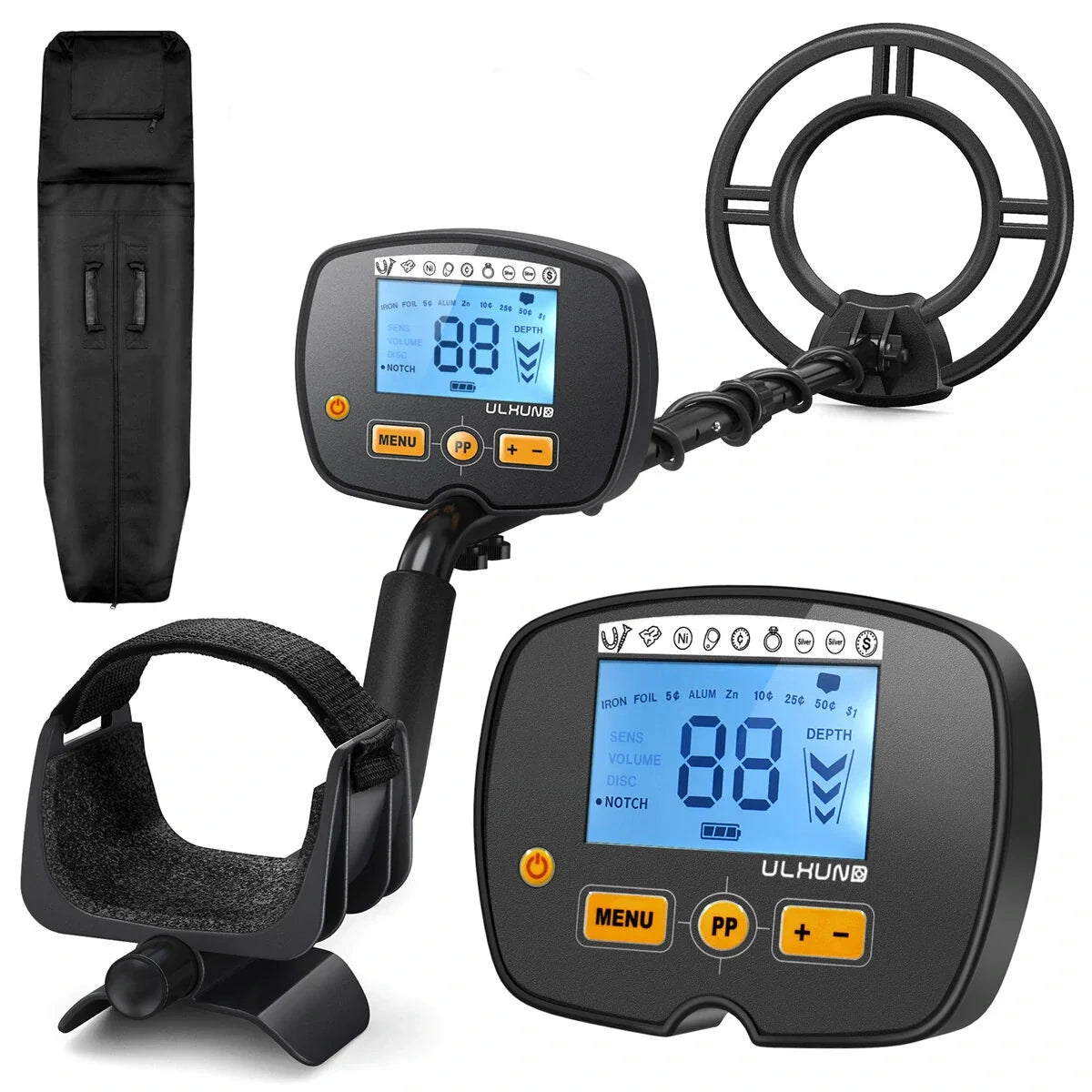 GC-1075 Professional Metal Detector, Waterproof 11” Coil, DSP Chip, 5 Modes for Treasure Hunting, Gold & Silver Detection
