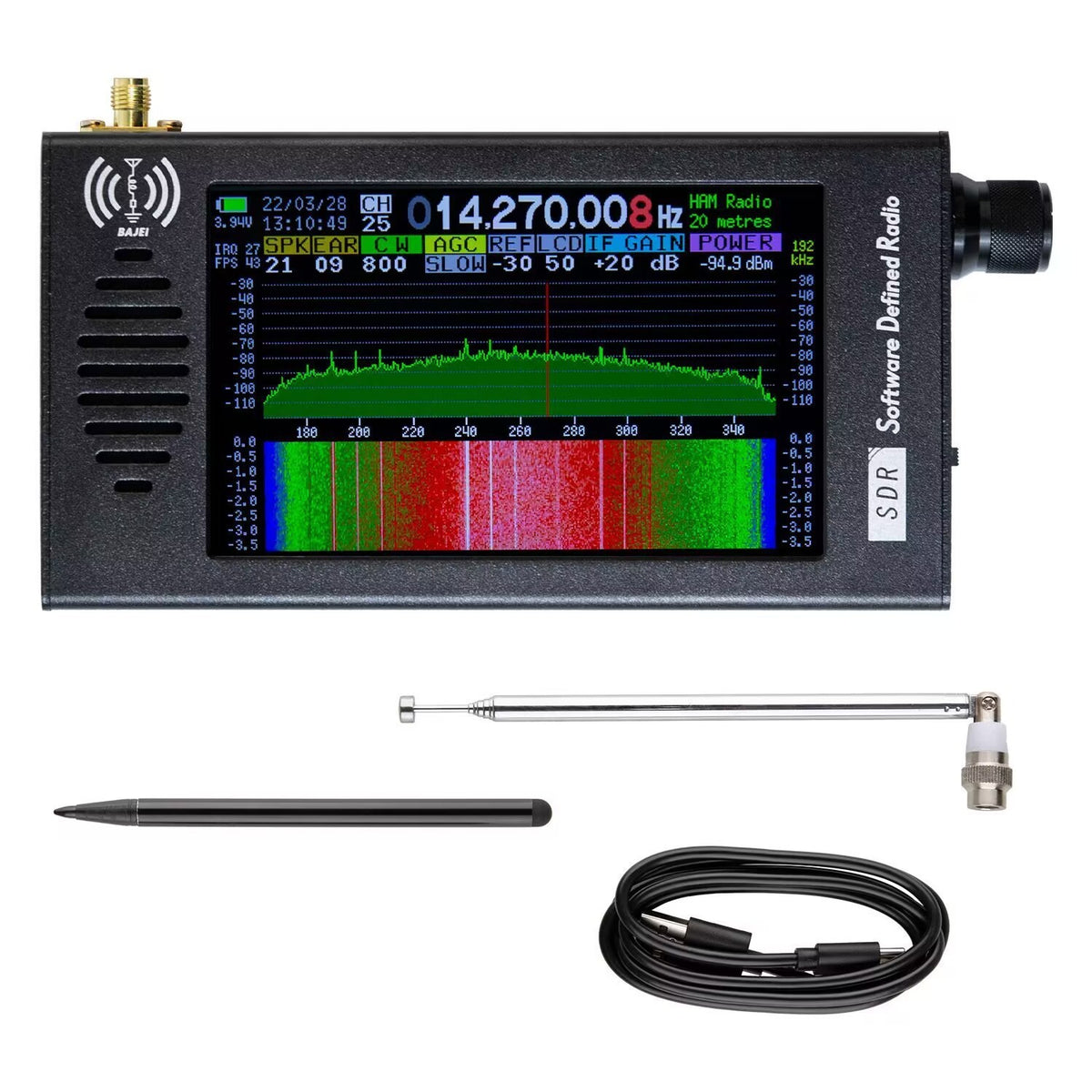 Professional Portable SDR Radio Receiver 100KHz-149MHz with Multifunctional Shortwave Antenna