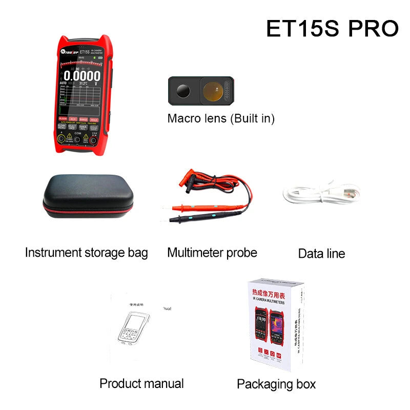 AV TOOLTOP ET15S PRO Thermal Imaging Camera 256x192 | 550°C Range | 25Hz | 15 Color Modes | 20000 Count Multimeter | Macro Lens