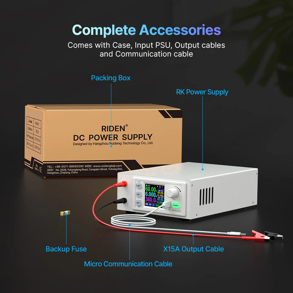 RIDEN RK6006-C 60V 6A Digital Power Supply with HD Display & Overvoltage Protection