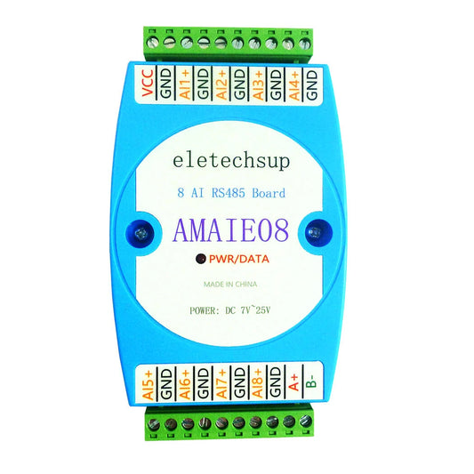 8-Channel 4-20mA/0-10V Current Voltage ADC Capture Module RS485 MODBUS RTU PLC Board