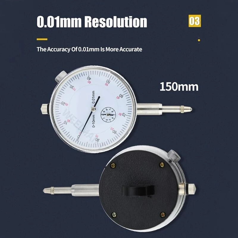 Precision Dial Indicator with Magnetic Stand - 0-10mm/30mm/0.8mm Micrometer Measuring Tool