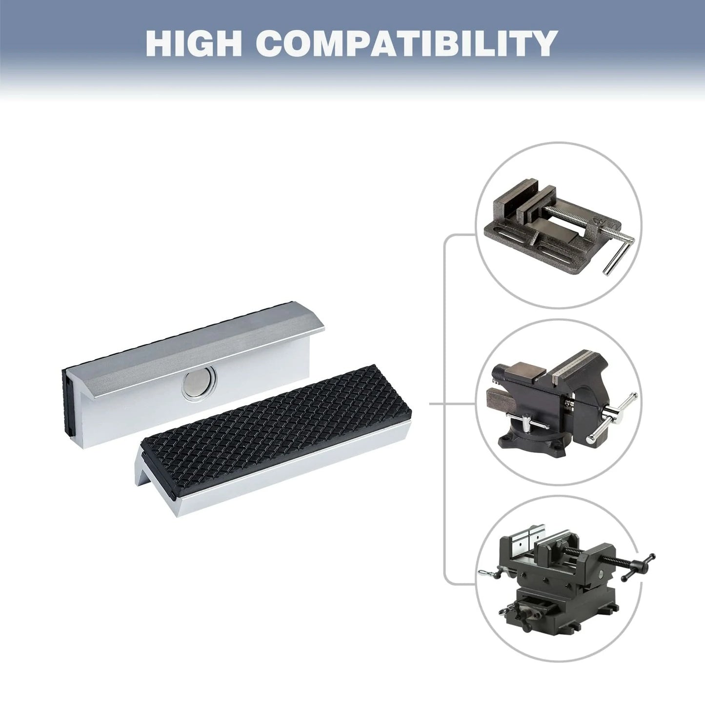2-Pack Magnetic Vise Jaw Pads with Rare Earth Magnets - Universal Soft Covers for Metal Vice