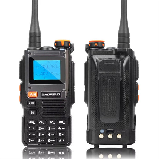 Baofeng UV-K61 Long Range Two-Way Radio, 999 Channels, Type-C Fast Charging, High Power, FM/AM Bands, Copy Frequency, Blue Backlit Display