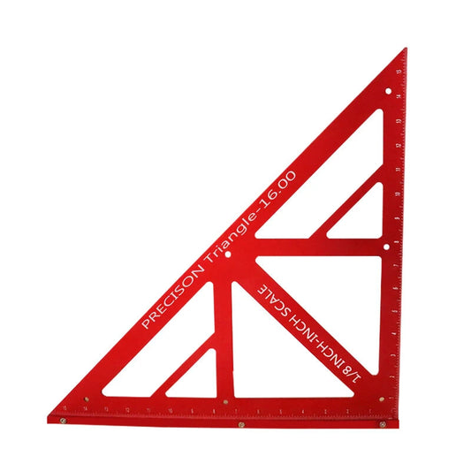 16 Aluminum Alloy Woodworking Triangle Ruler - Red with High Precision 90°/45° Angles & Clear Metric Scale