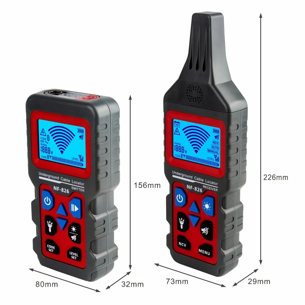 Noyafa NF-826 Professional Wire & Cable Tracker, Portable Underground Pipe & Telephone Locator