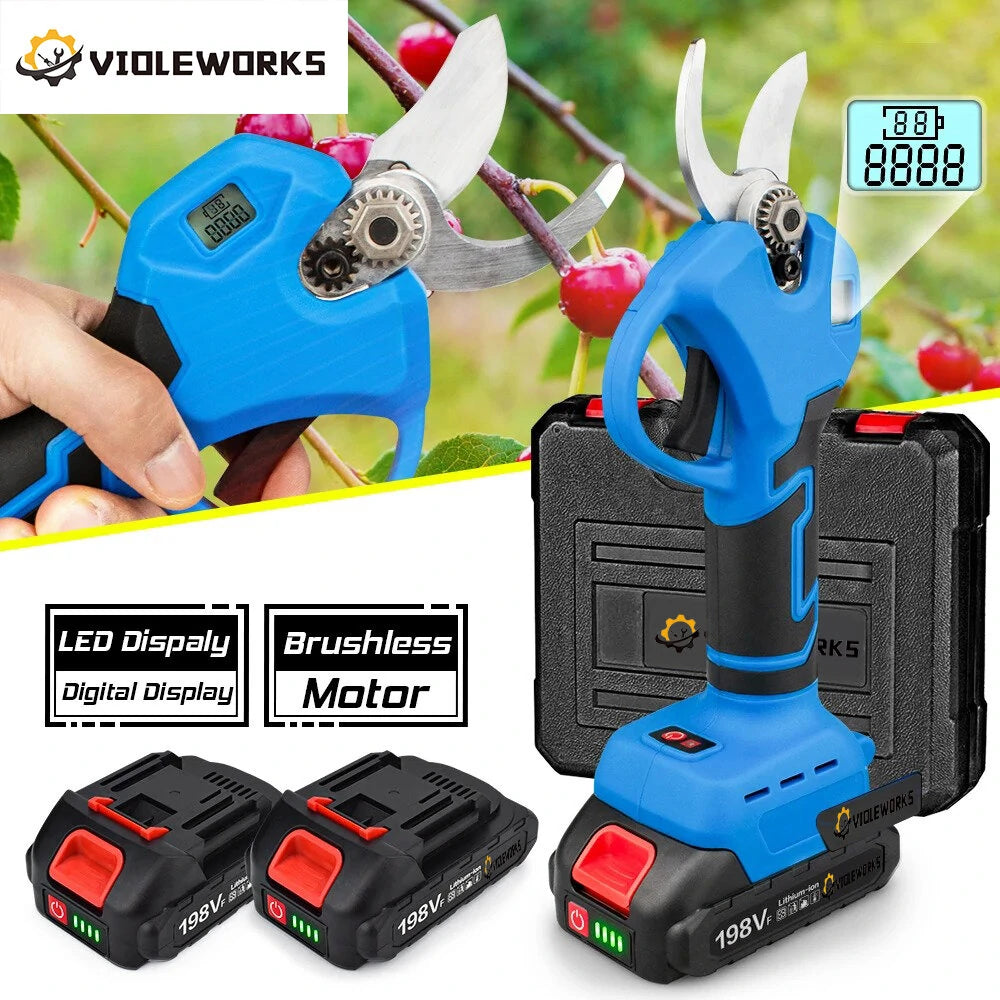 VIOLEWORKS 30mm Cordless Electric Brushless Pruning Shears for Fruit Trees & Bonsai - Compatible with 18V Battery