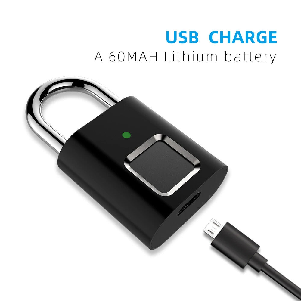 Mini Smart Fingerprint Padlock: USB Rechargeable Anti-Theft Security for Doors, Luggage, Lockers, Boxes