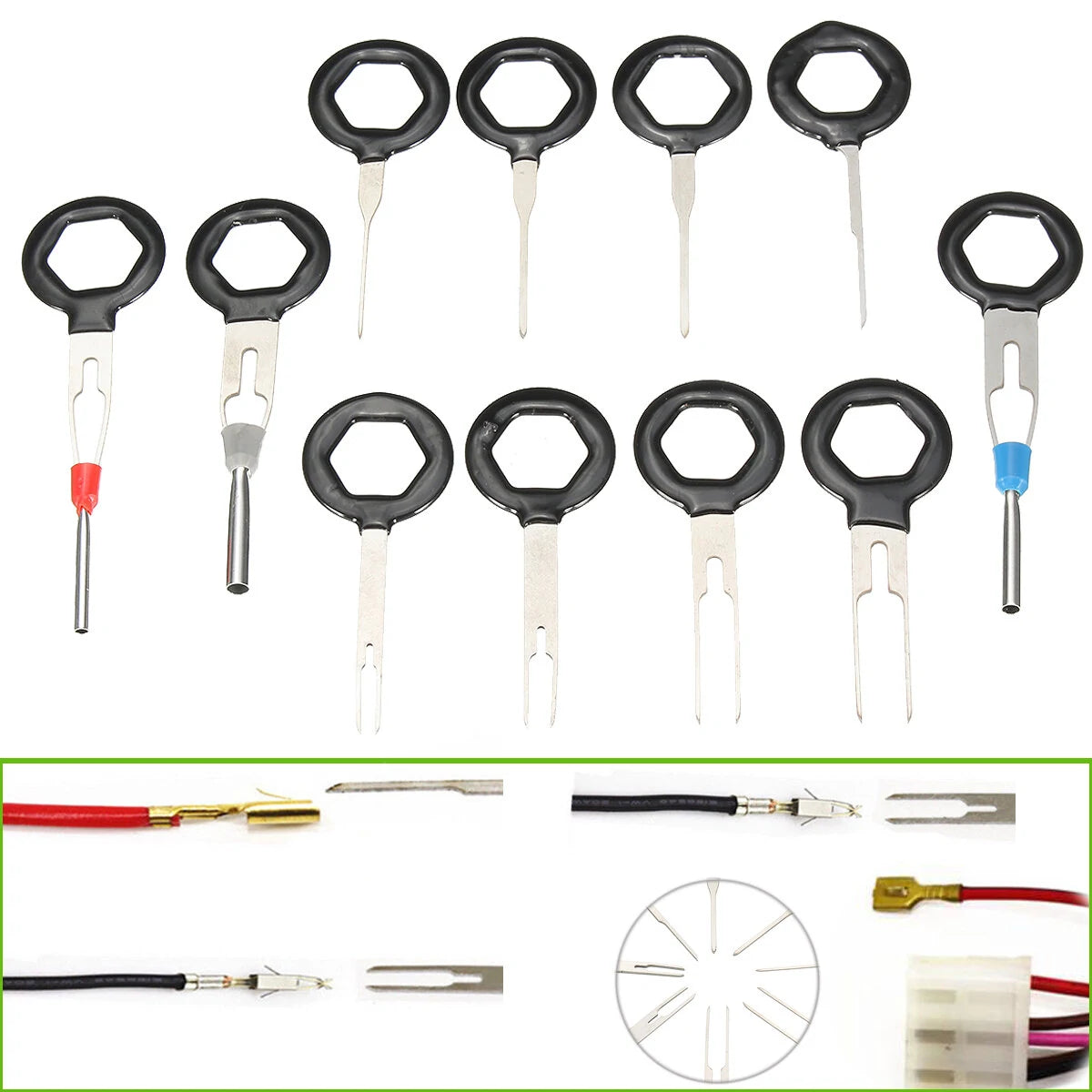 11PCS High-Quality Aluminum Terminal Removal Tool Kit for Car Wiring Connector Pin Extractor