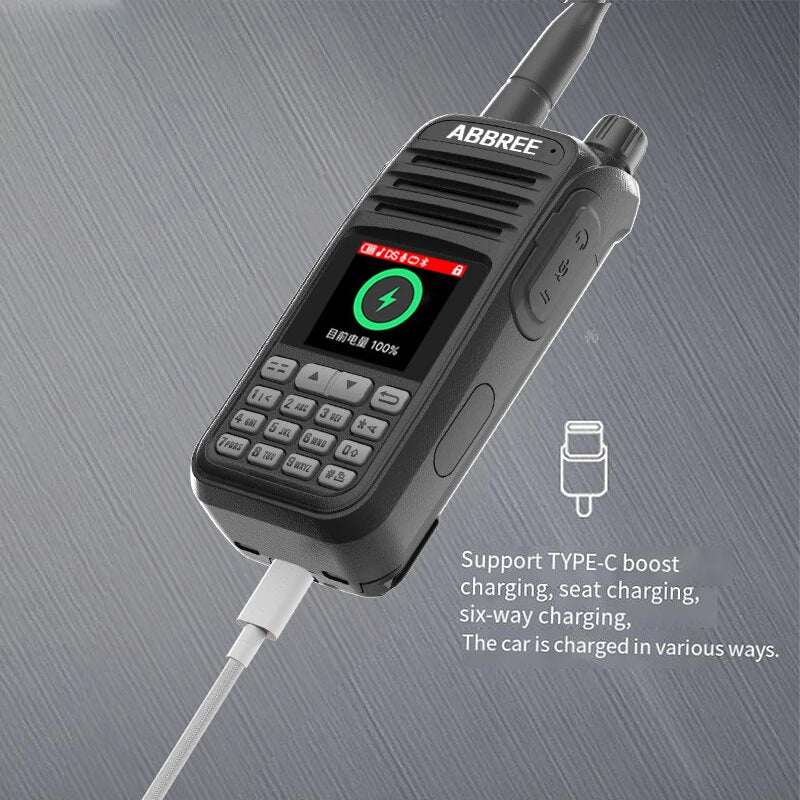 ABBREE AR-730 High-Power Walkie Talkie, EU Plug, 136-520MHz, 256 Channels, HD Display, NOAA Handheld Two-Way Radio