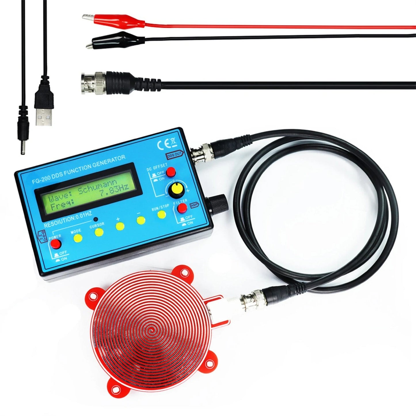 FG-200 DDS Function Signal Generator: 0.01Hz-500KHz Frequency Counter Signal Source Module with Sine, Square, Sawtooth Waveforms