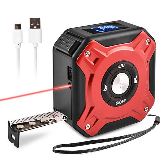 DANIU 40M Laser Distance Meter Digital Measuring Tool with Retractable Tape and Electronic Range Finder