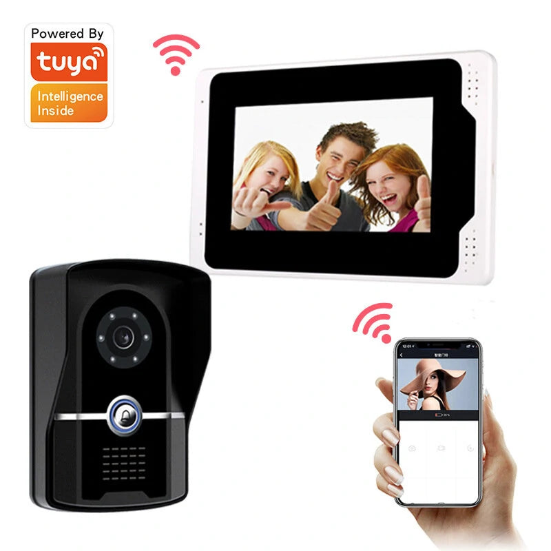 Smart Video Doorbell with 7 Touch Screen, 1080P WiFi, EU Plug, APP Remote View, Motion Detection, Night Vision, Intercom