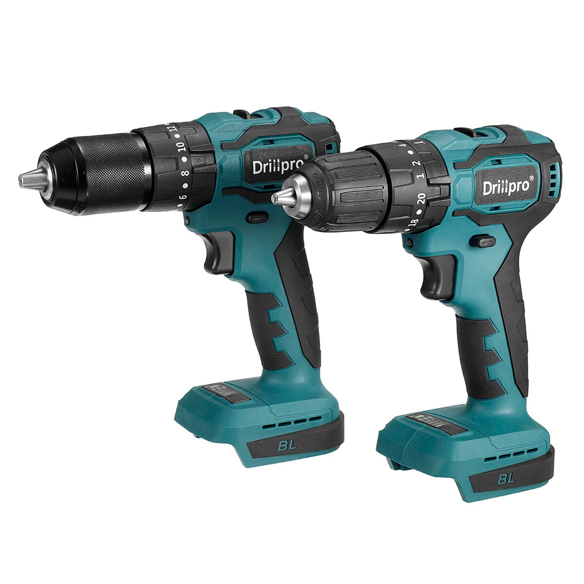 Drillpro Cordless Brushless Impact Drill Driver, 10mm/13mm, Rechargeable Electric Screwdriver Compatible with Makita