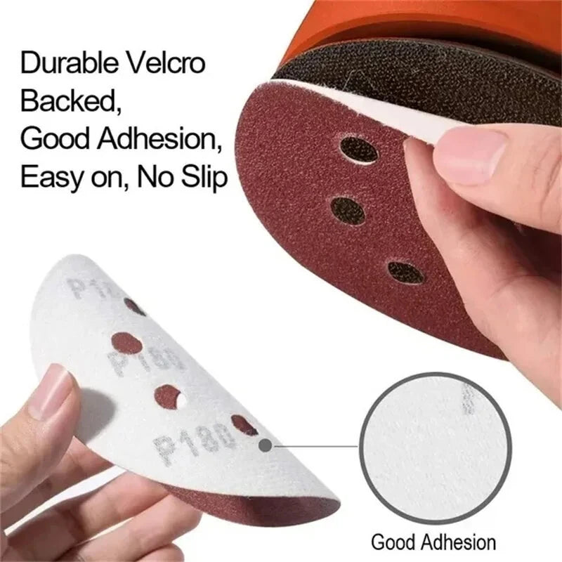 5-Inch 8-Hole Hook & Loop Sanding Discs, 125mm Sandpaper for Wood & Metal Polishing, Multi-Grit #60-600