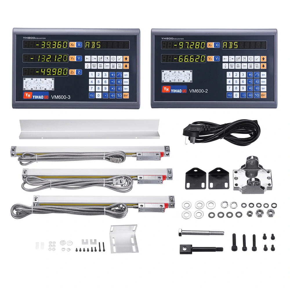 YIHAOGD YH CNC Milling DRO Display with 2/3 Axis Grating, TTL Linear Scale Encoders 50-1100mm for Lathe Tools