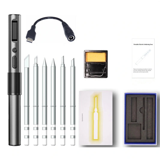 65W T65 Smart Soldering Iron with 6 Fast Heating Cores, Adjustable Temperature (150~450℃), Auto Sleep, PD+QC Fast Charging, Aluminum Alloy Handle