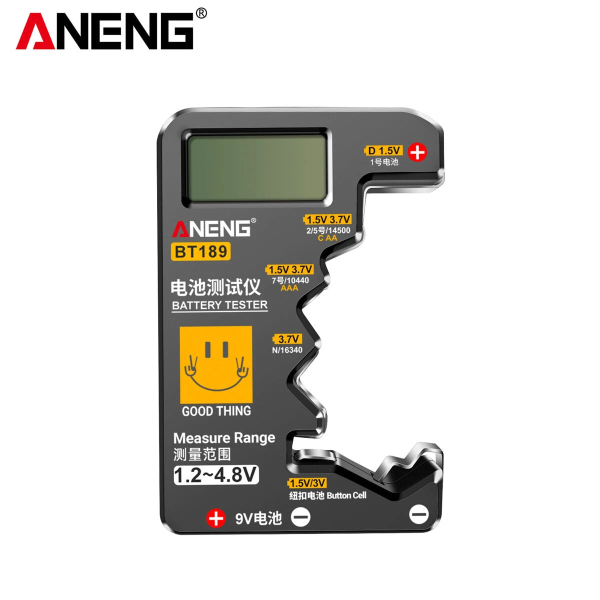 ANENG BT189 Digital Battery Tester - LCD Display for AA, AAA, 9V, 1.5V, 3V Button Cells - Capacity Checker & Load Analyzer