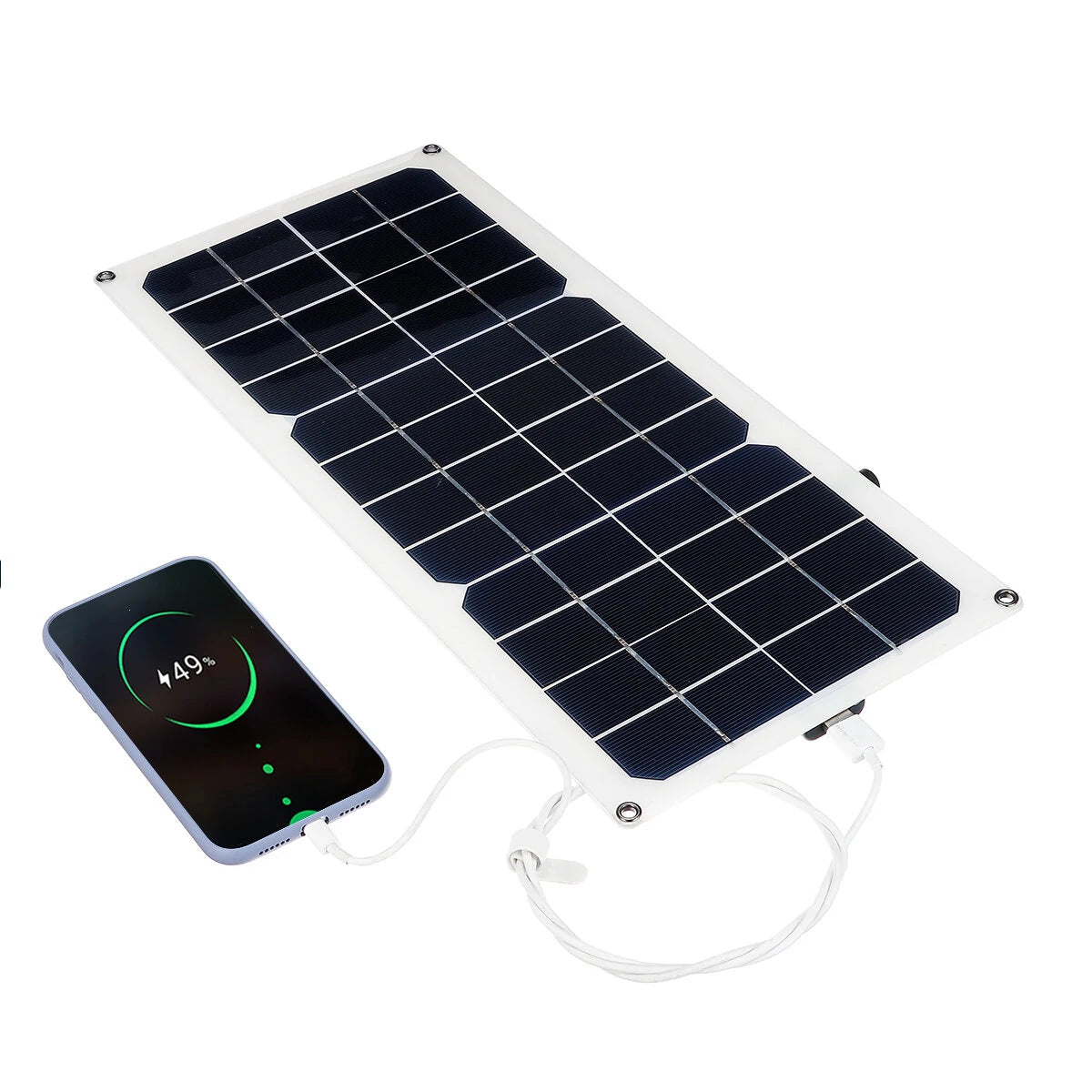 30W Mono Solar Charging Panel with Suckers & Carabiner for Dual Output - 12V/5V Camping Fan/Lamp/Power Generator System