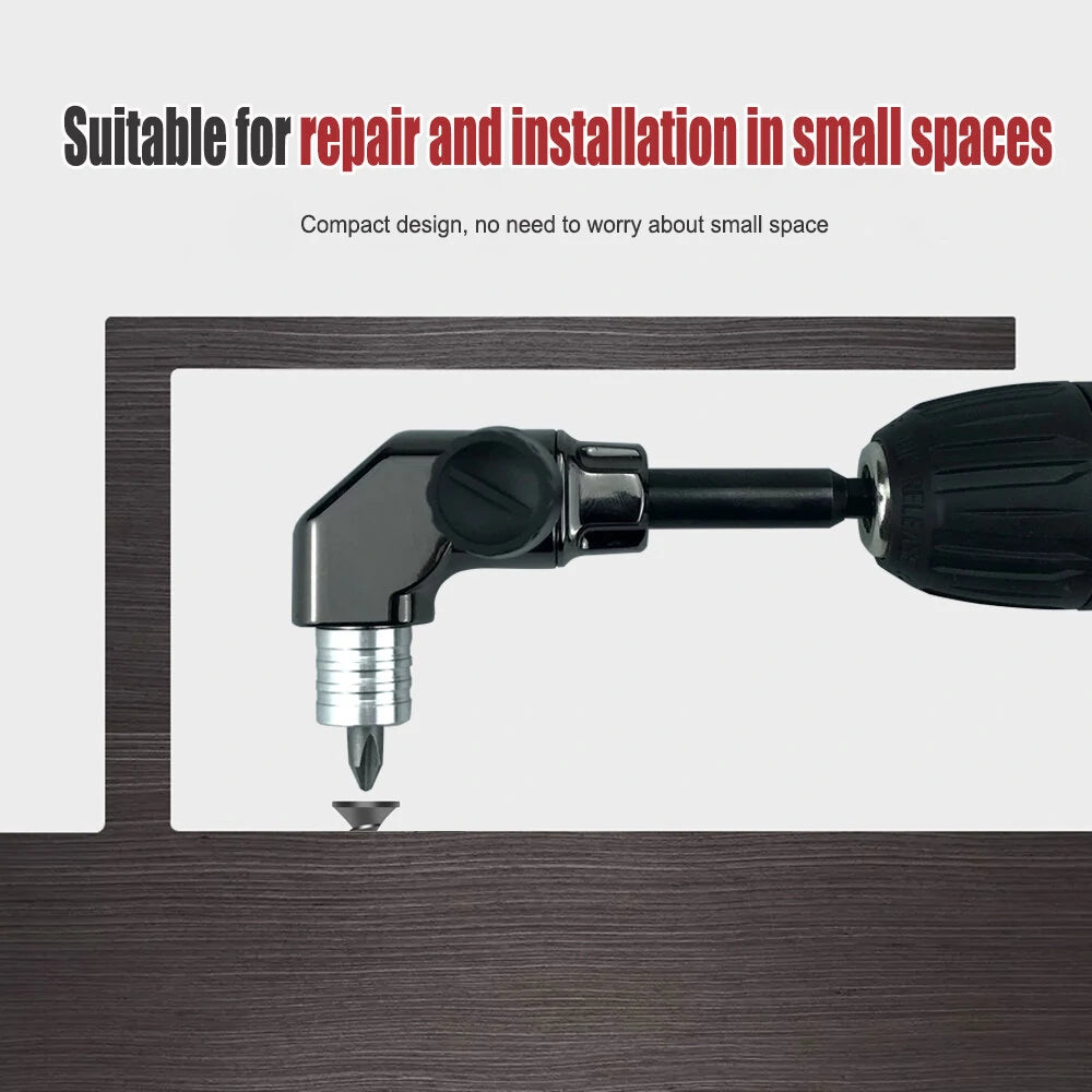 90° Angle Universal Screwdriver Adapter with Quick Release Hex Interface & Optional 10-Piece Set for Hard-to-Reach Areas
