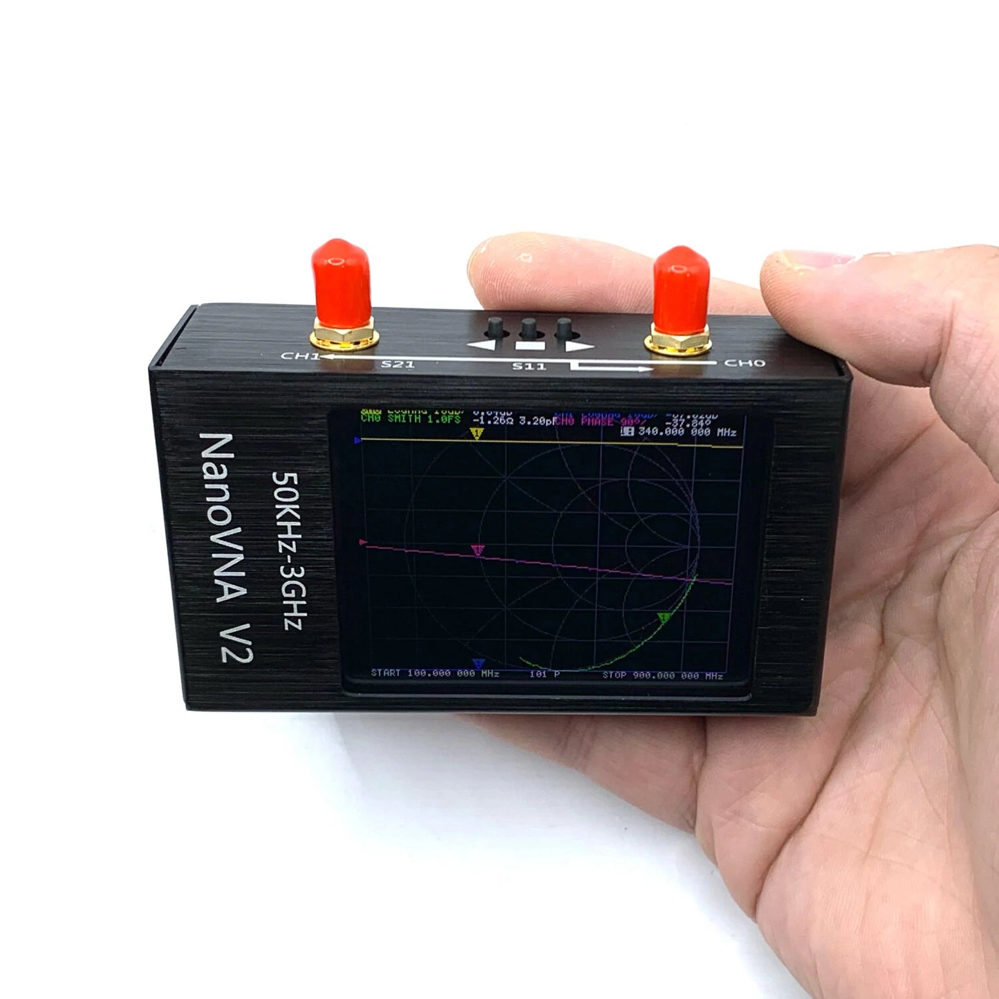 NanoVNA V2 3GHz Vector Network Analyzer, 70dB Dynamic Range, 2.8-Inch Display, Includes RG405 RF Cables & Calibration Kit