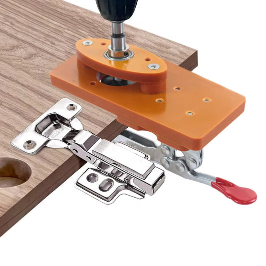 Bakelite 35mm Hinge Boring Jig with Fixture: Door Cabinet Woodworking Hole Drilling Guide & Locator Template for DIY