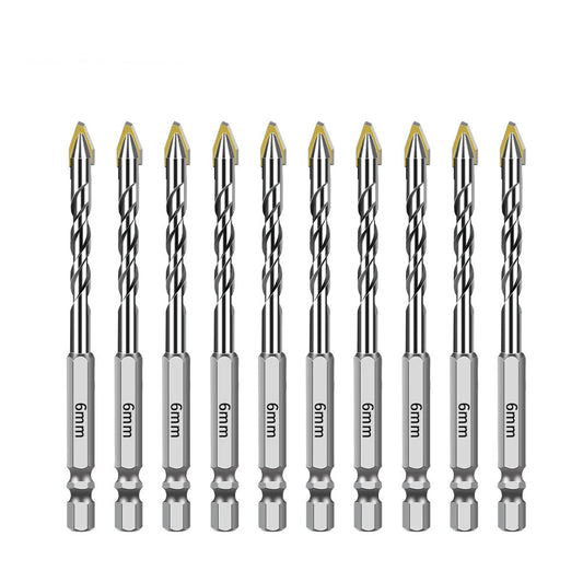 10PCS 6mm Hex Shank Eccentric Twist Drill Bits - High-Strength Skewed Head for Tile, Glass, Metal, Wood, Plastic