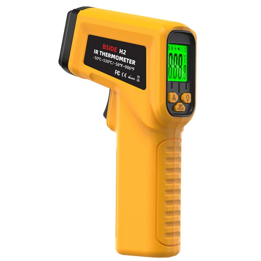 BSIDE H2 High Precision Infrared Laser Thermometer, -50℃ to 530℃, Non-Contact, Adjustable Emissivity, 12:1 Ratio, LCD Backlit