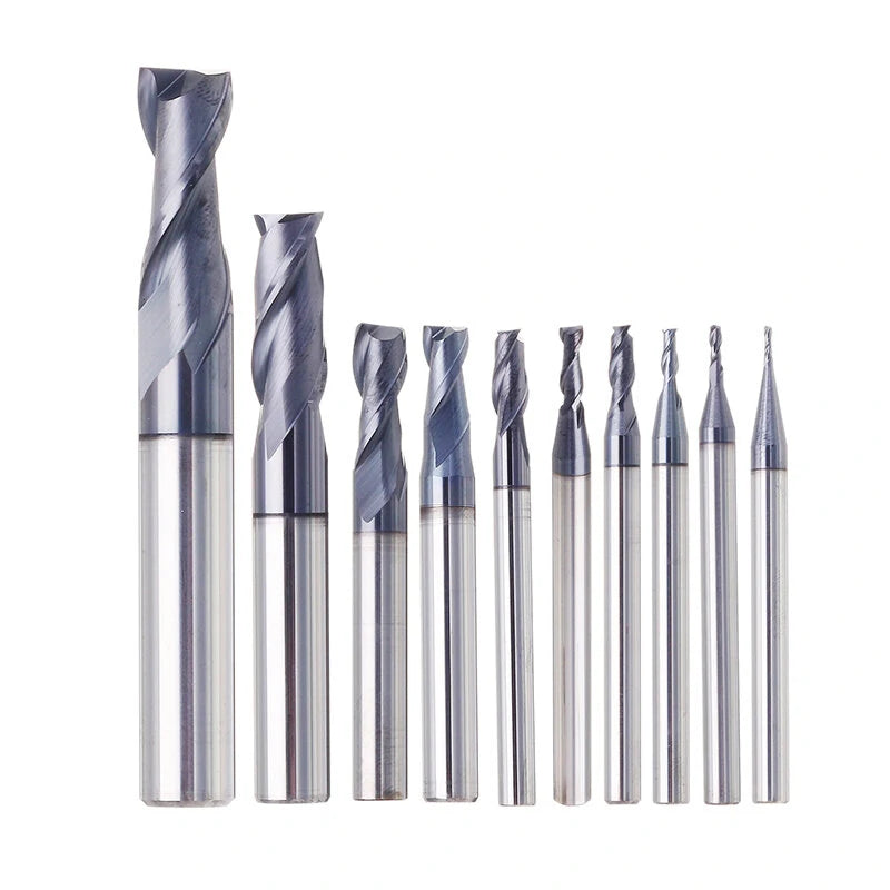 Drillpro 1-10mm HRC55 TiAlN Carbide 2-Flute End Mill CNC Cutter