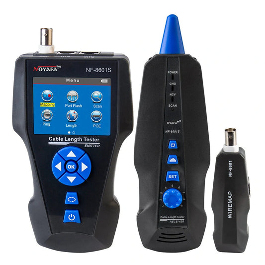 NOYAFA NF-8601 Series RJ45 CAT6 Network Cable Tester & Tracker with LCD Display - PoE/PING/Port, Length & Wiremap Measurement